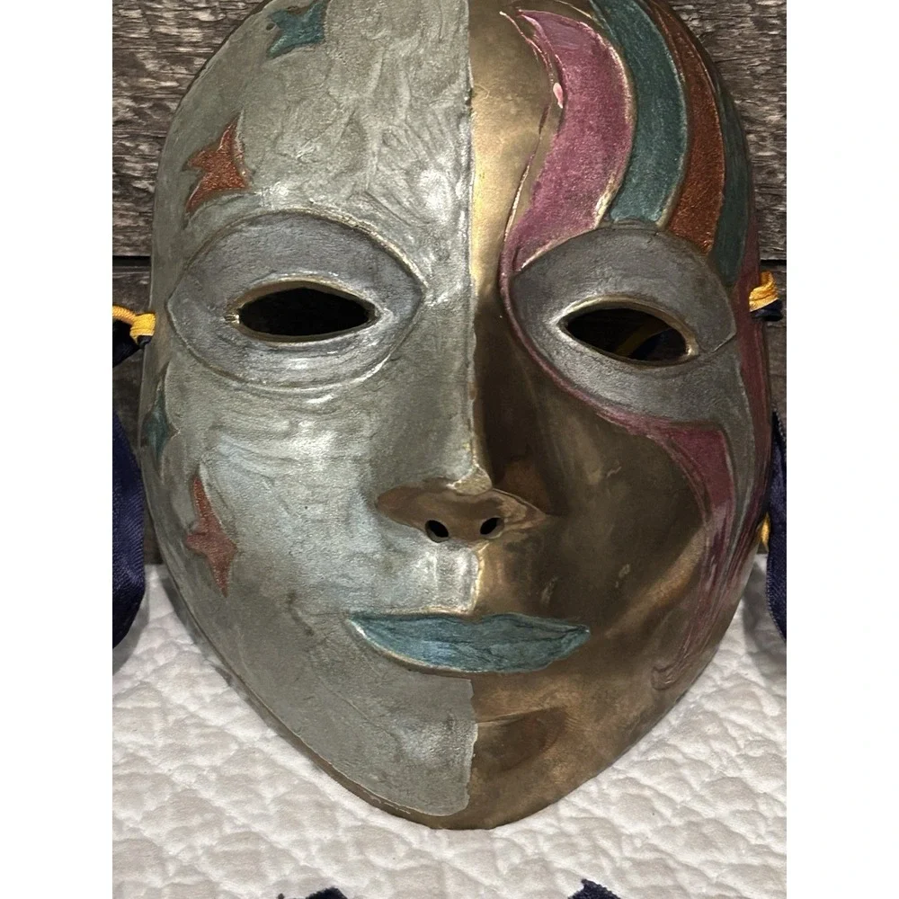 Vintage Solid Brass‎ Party Mask Handmade In India Wall Art Multi Color 7